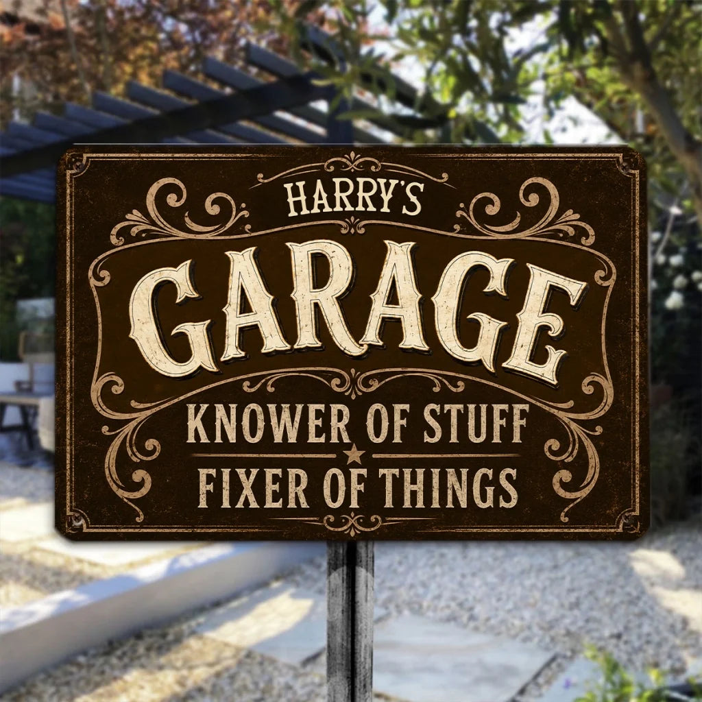 Personalized Rectangular Iron Sign, Vintage Garage Decor, Unique Creative Gift for Dad or Husband