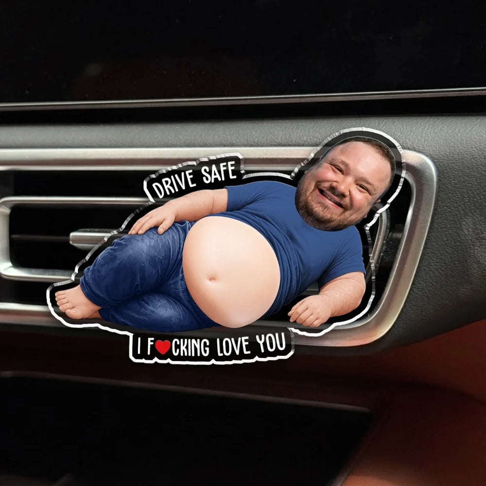 Personalized Car Vent Clip with Reclining Dad and Funny Belly Design, Unique Gift for Everyday Drives