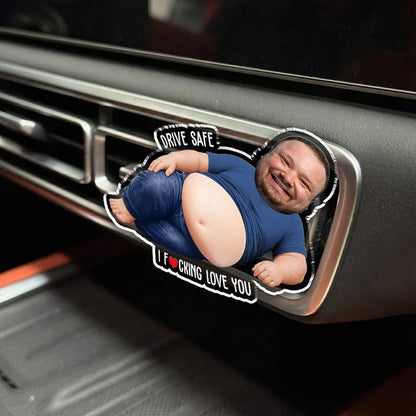 Personalized Car Vent Clip with Reclining Dad and Funny Belly Design, Unique Gift for Everyday Drives