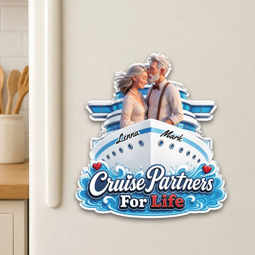 Personalized Acrylic Magnet, Cruise Ship Couple Keepsake, Unique Gift for Partners