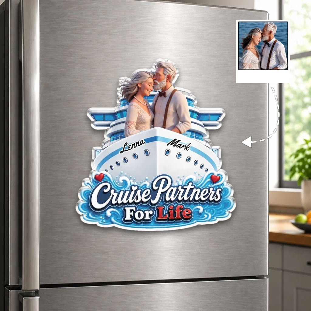 Personalized Acrylic Magnet, Cruise Ship Couple Keepsake, Unique Gift for Partners