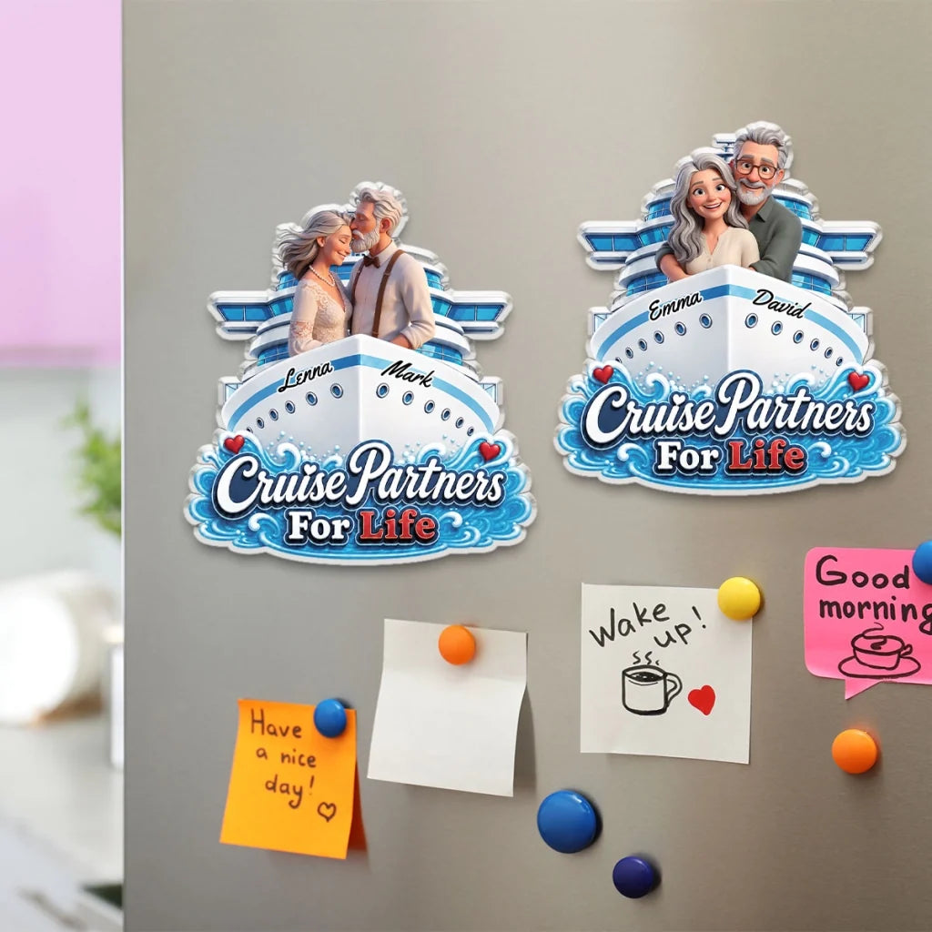 Personalized Acrylic Magnet, Cruise Ship Couple Keepsake, Unique Gift for Partners