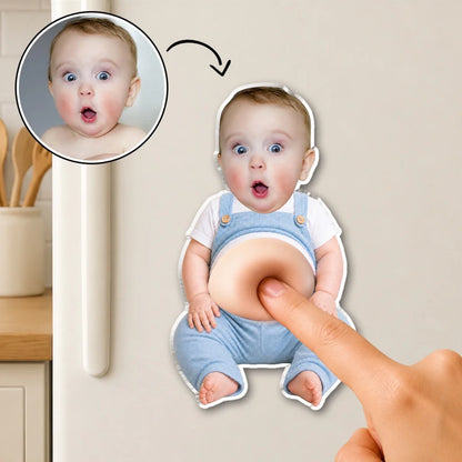 Silicone Belly Acrylic Magnet with Custom Baby Photo, Pressable Fridge Decor, Unique Creative Gift for Family
