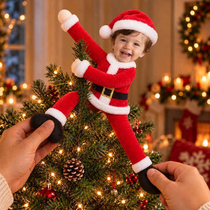 Personalized Photo Squishy Plush Doll, Loved Ones Lounging by a Christmas Tree, Unique Family Gift