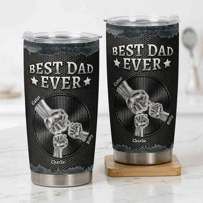 Personalized Best Dad Ever Insulated Travel Tumbler with Fist Bump Design, Unique Father's Day Gift for Dad