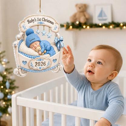 Baby's First Christmas Acrylic Ornament, Personalized Sleeping Newborn Keepsake, Creative Gift for Family