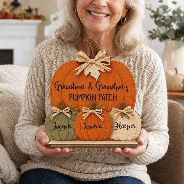 Grandma & Grandpa's Pumpkin Patch Wooden Plaque, Heartwarming Personalized Keepsake and Creative Family Gift