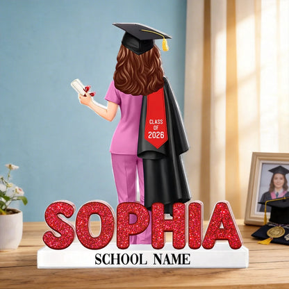 Personalized Shaped Acrylic Block Plaque for Nurse Graduation, Class Design Keepsake, Unique Gift for Her
