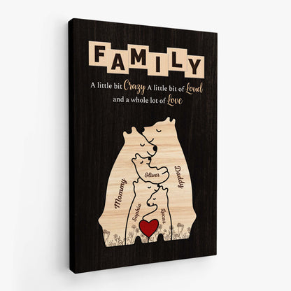 Personalized Bear Family Canvas with Custom Names for Home Decor - Unique Heartwarming Gift for Family