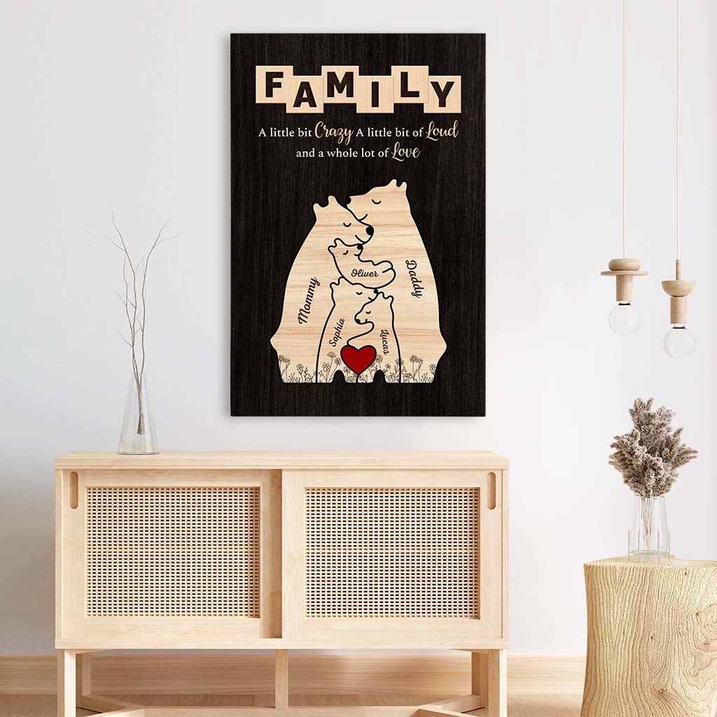 Personalized Bear Family Canvas with Custom Names for Home Decor - Unique Heartwarming Gift for Family