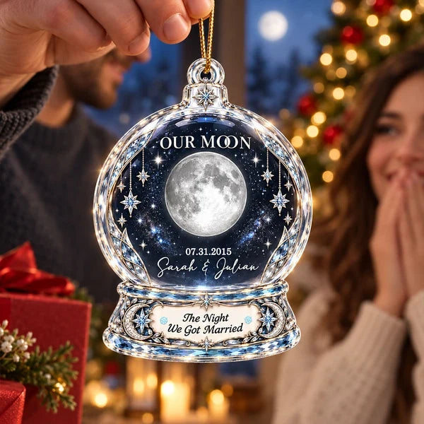 Our Moon Personalized Acrylic Ornament, Starry Christmas Tree Keepsake, Creative Gift for a Couple
