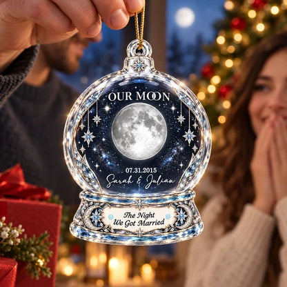 Our Moon Personalized Acrylic Ornament, Starry Christmas Tree Keepsake, Creative Gift for a Couple