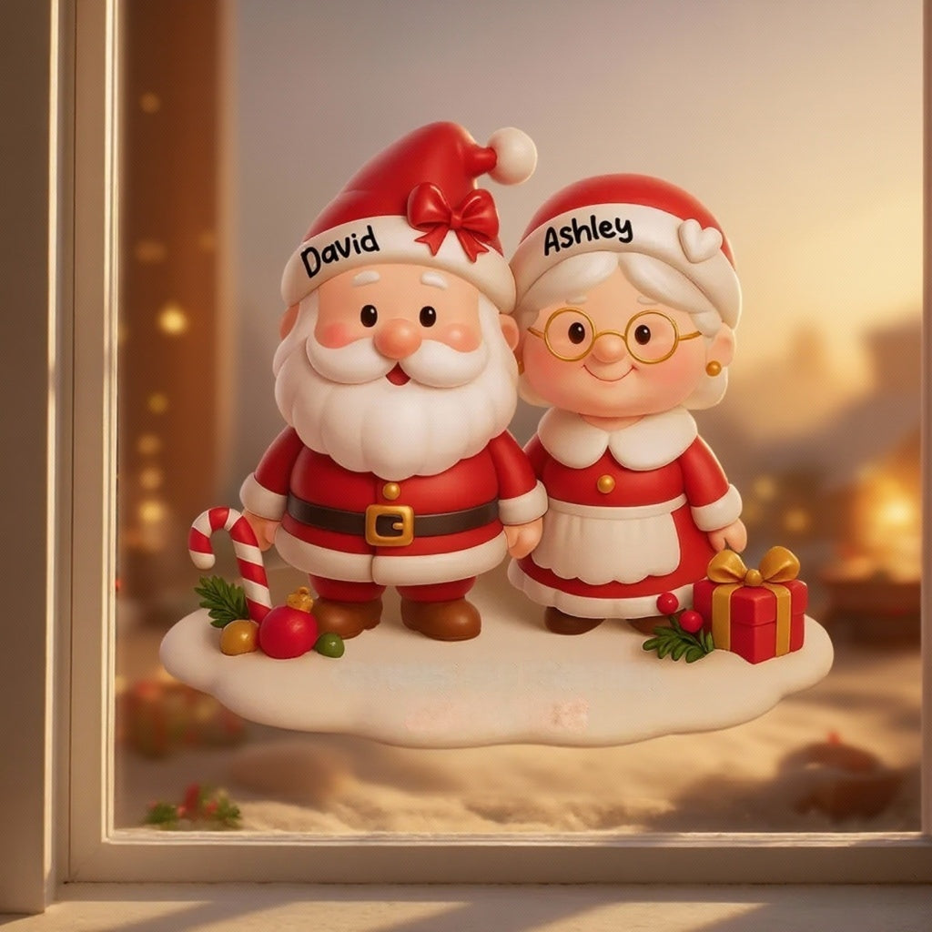Sticker Decal with Christmas Couple Santa Design, High Clarity, Fun Gift for Holiday Decoration
