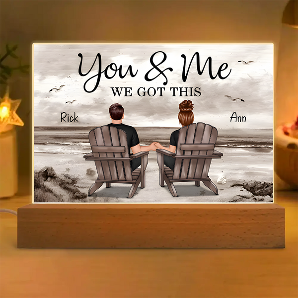 Seaside Memories - Personalized Vintage Beach Couple LED Light Or Wooden Or Acrylic Plaque - A Timeless Anniversary Gift for Him & Her