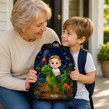 Personalized Kids School Backpack, Cute Dinosaur Space & Jungle Art, Unique Gift for Boys & Girls