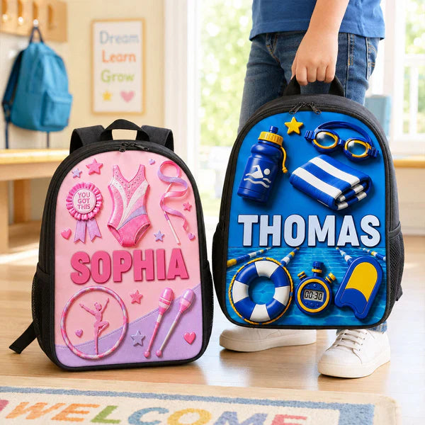 Kids School Backpack, Personalized Sports Design for Classroom Days, Unique Gift for Son or Daughter