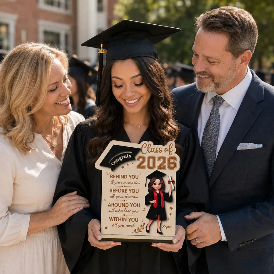 Custom 2-Layer Wooden Plaque With Graduation Cap, Heartfelt Quote Creative Gift For Graduate