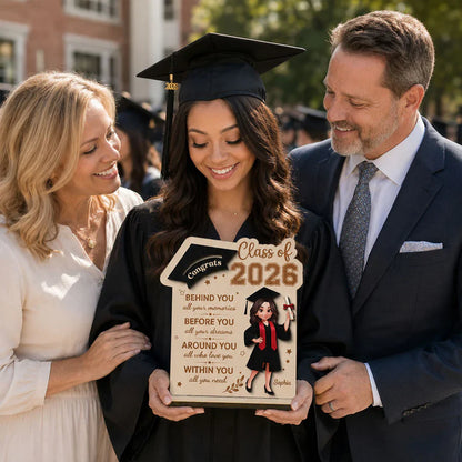 Custom 2-Layer Wooden Plaque With Graduation Cap, Heartfelt Quote Creative Gift For Graduate