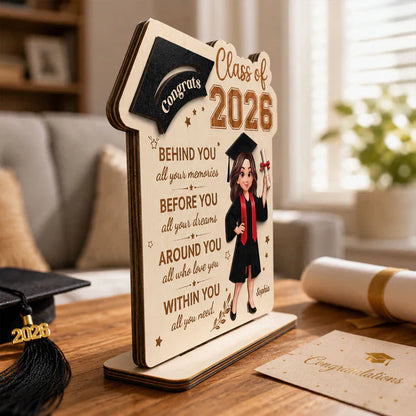 Custom 2-Layer Wooden Plaque With Graduation Cap, Heartfelt Quote Creative Gift For Graduate