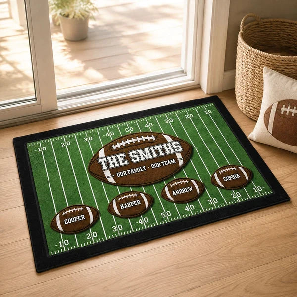 Our Family Our Team Personalized Standard Doormat, Creative Gift for American Football Fans