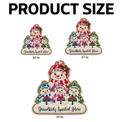 Personalized Shaped Doormat, Grandma and Grandkids Snowmen Christmas Decor, Unique Gift for Grandma