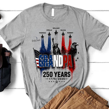 Patriotic Jet Fighter Classic Tee, Personalized Grandpa America Pride Unique Gift for Father's Day