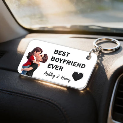 Personalized Acrylic Keychain Best Wife Ever Couple Kissing Cute Pink Charm Unique Gift for Wife