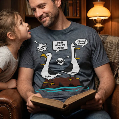 Personalized Classic Tee with Funny Seagulls Calling for Mom, Unique Gift for Dad