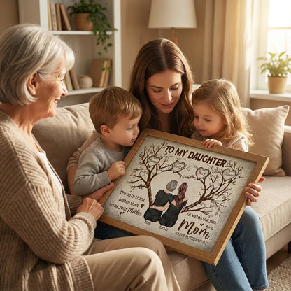 To My Daughter Personalized Poster, Back Hug Under Tree of Life, Heartwarming Keepsake Wall Art, Unique Mother's Day Gift