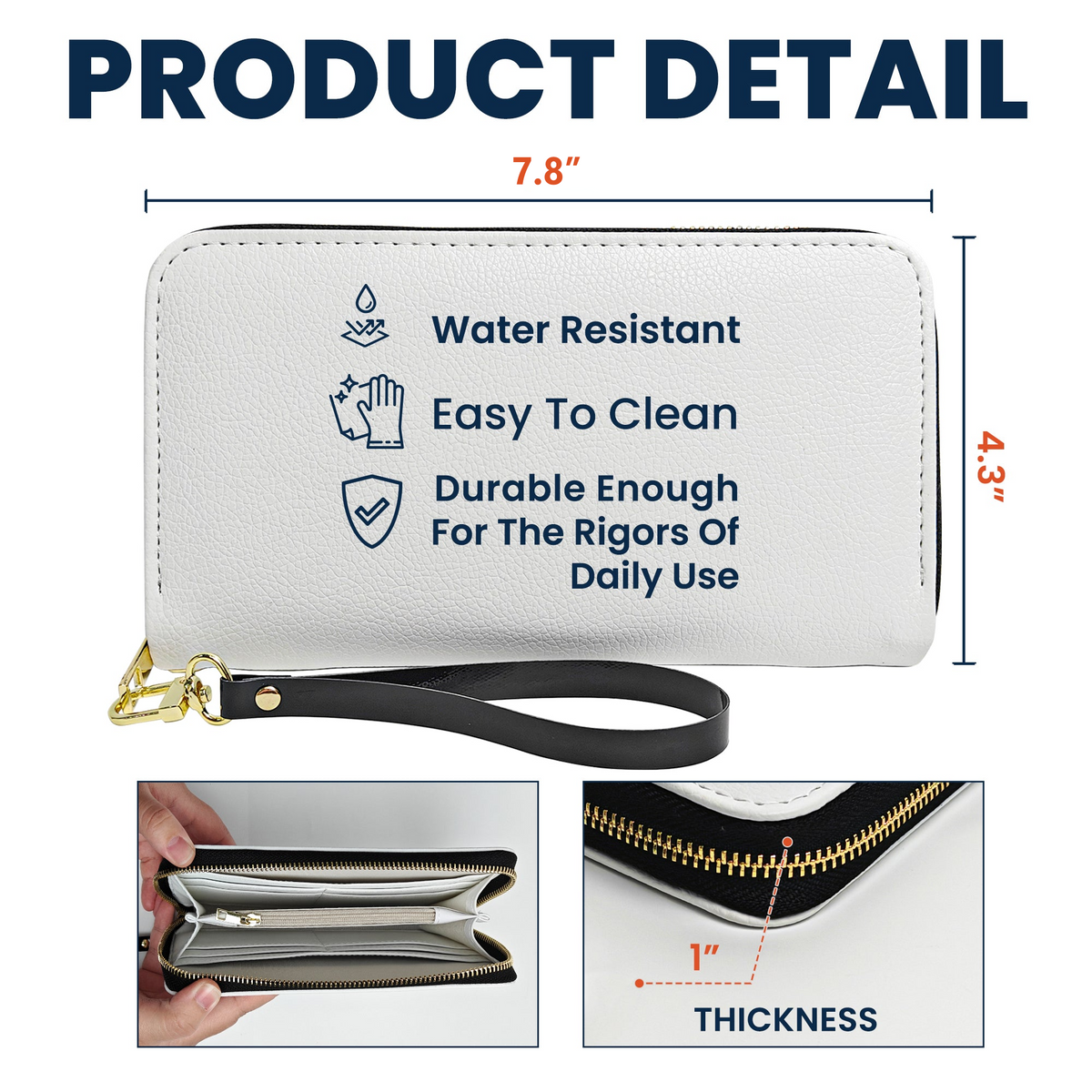 Personalized Leather Long Wallet with Birth Flower Design, Unique Gift for Mom, Grandma & Sister