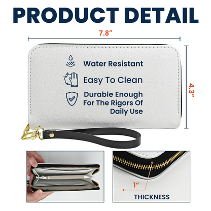 Personalized Leather Long Wallet with Birth Flower Design, Unique Gift for Mom, Grandma & Sister