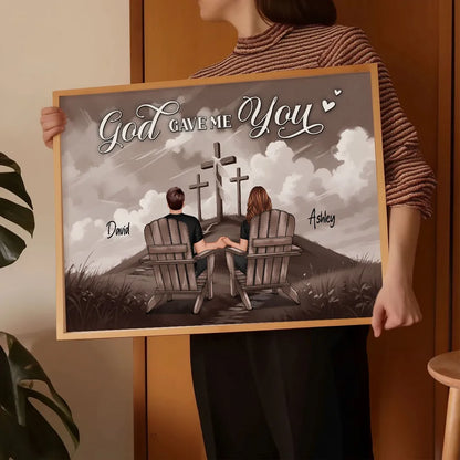 Personalized "God Gave Me You" Poster, Ornament, Plaque, Keychain– A Unique Gift for Couples, Faith & Love Expression