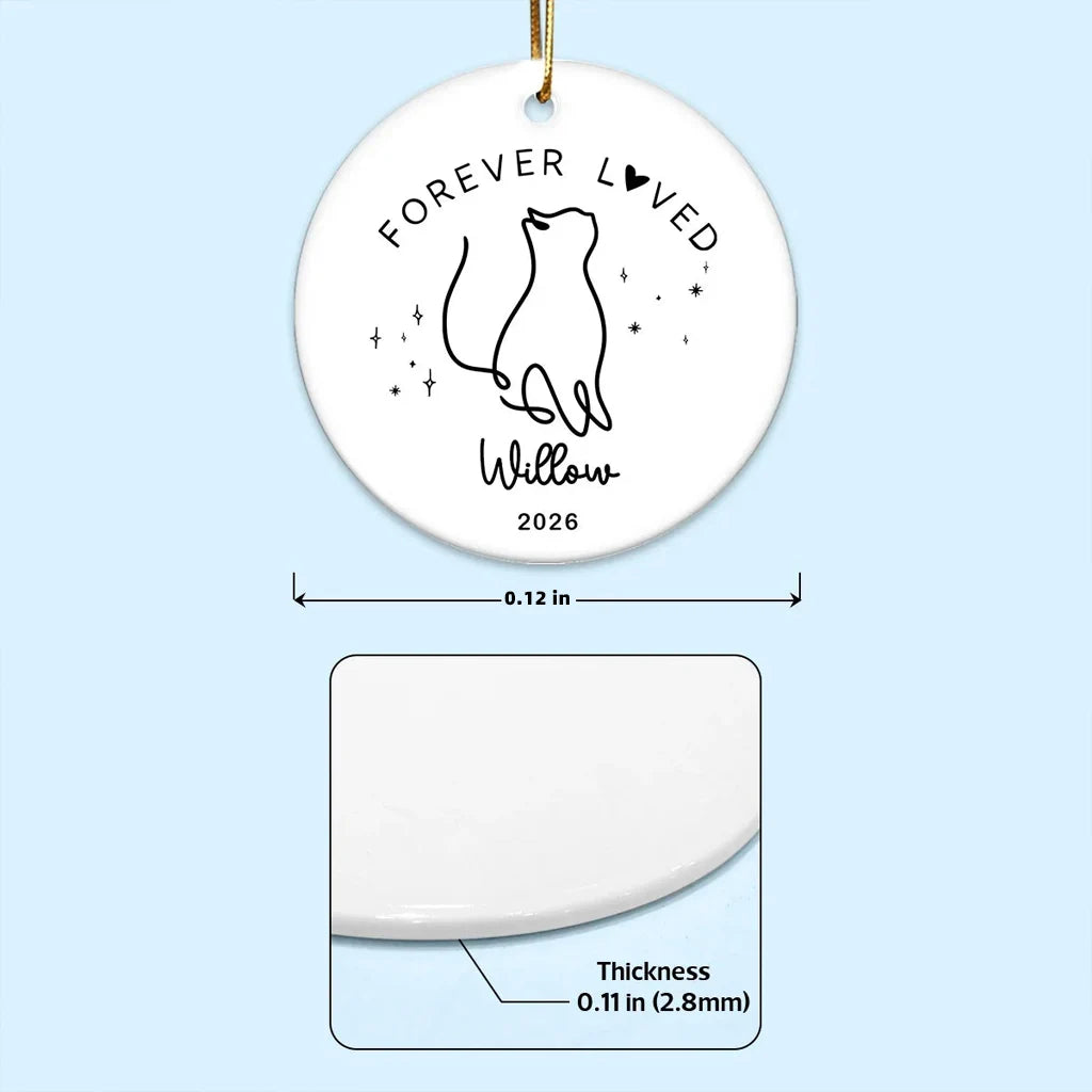 Personalized Cat Memorial Ceramic Ornament, Forever Loved Christmas Tree Keepsake, Unique Gift for Cat Owner
