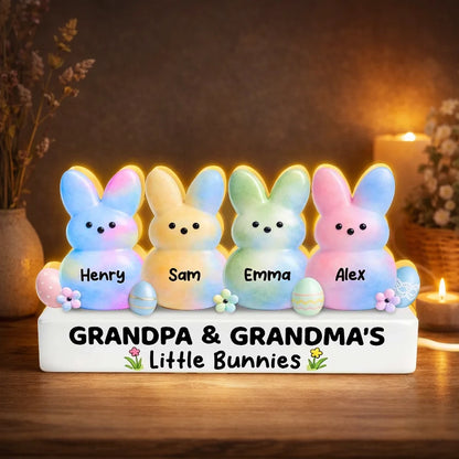 Personalized Easter Bunny Acrylic Light Box, Grandpa & Grandma's Little Bunnies Cute Night Light, Unique Gift for Grandparents