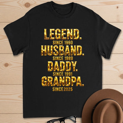 Personalized Legend Dad & Grandpa Classic Tee, Bold Gold Style Unique Gift for Husband