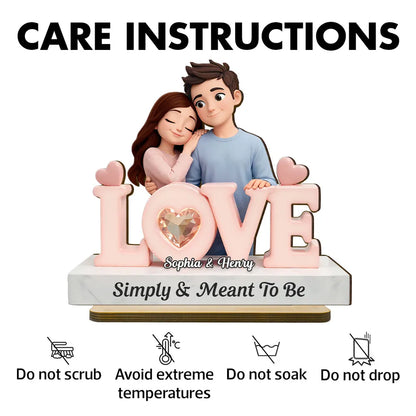 Simply & Meant To Be Wooden Plaque, Personalized Love Decor for Couple Nightstand or Shelf, Thoughtful Unique Gift