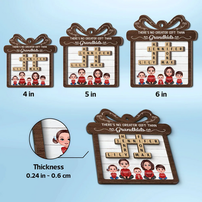 No Greater Gift Than Grandkids Crossword Puzzle Art Personalized 2-Layer Wooden Ornament