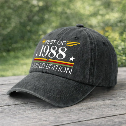 Personalized Washed Cotton Cap, Vintage Typography Keepsake, Creative Birthday Gift for Friend or Family
