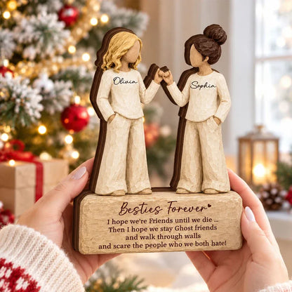 Thick Wooden Plaque, Besties Forever Pinky Promise Friends, Warm Neutral Decor, Unique Gift for Best Friend