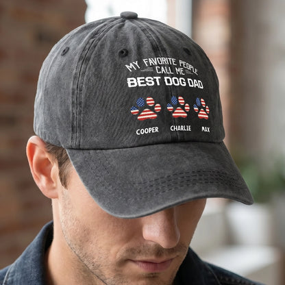 Personalized Dad Hat with Custom Footprints & Paw Prints, Choose Your Country Flag, Father’s Day Gift for Dog Dad, Cat Dad or Family Man