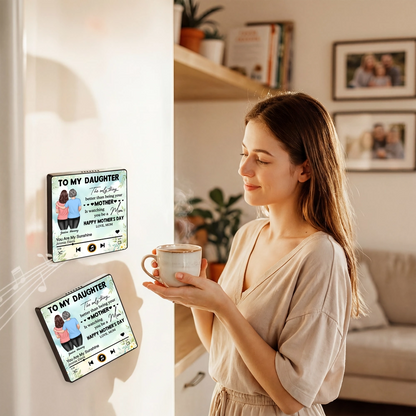 Personalized Acrylic Music Magnet To My Daughter Back Hug Floral Fridge Decor Unique Mother's Day Gift