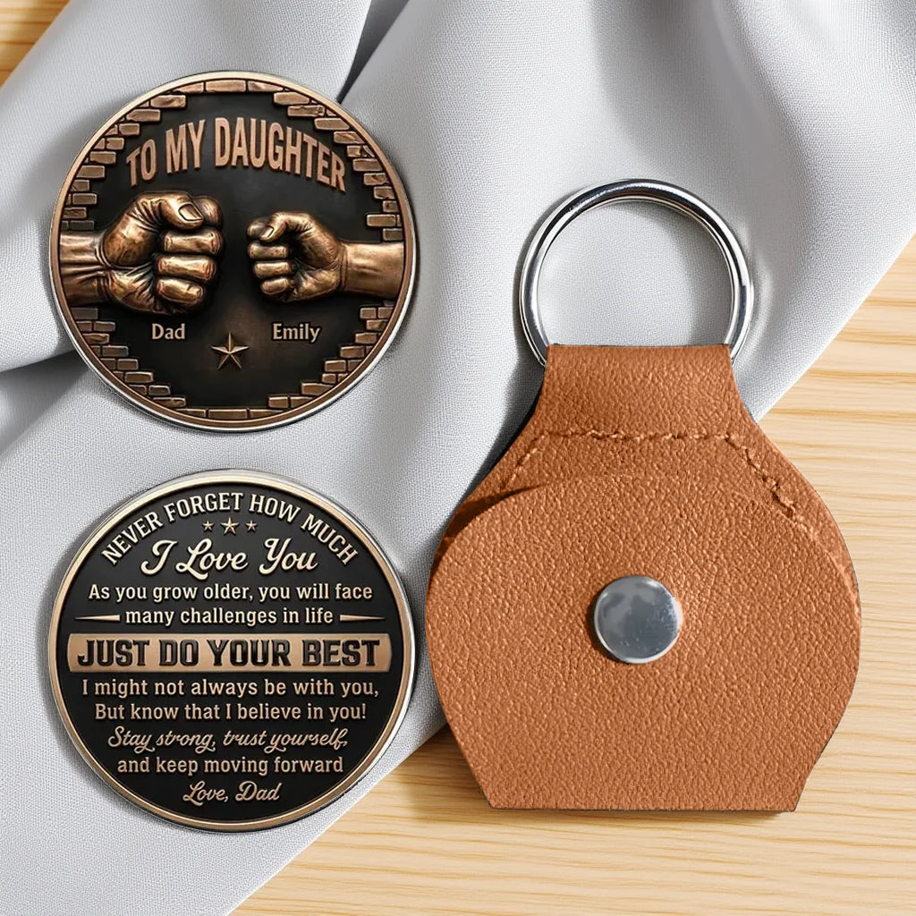 Personalized Pocket Hug for Daughter, Fist Bump Keepsake, Unique Gift from Dad
