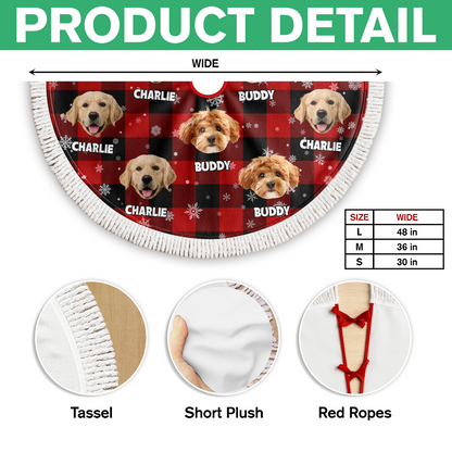 Personalized Plush Christmas Tree Skirt with Your Pet Photo – Custom Dog or Cat Holiday Decor, Unique Gift for Pet Lovers