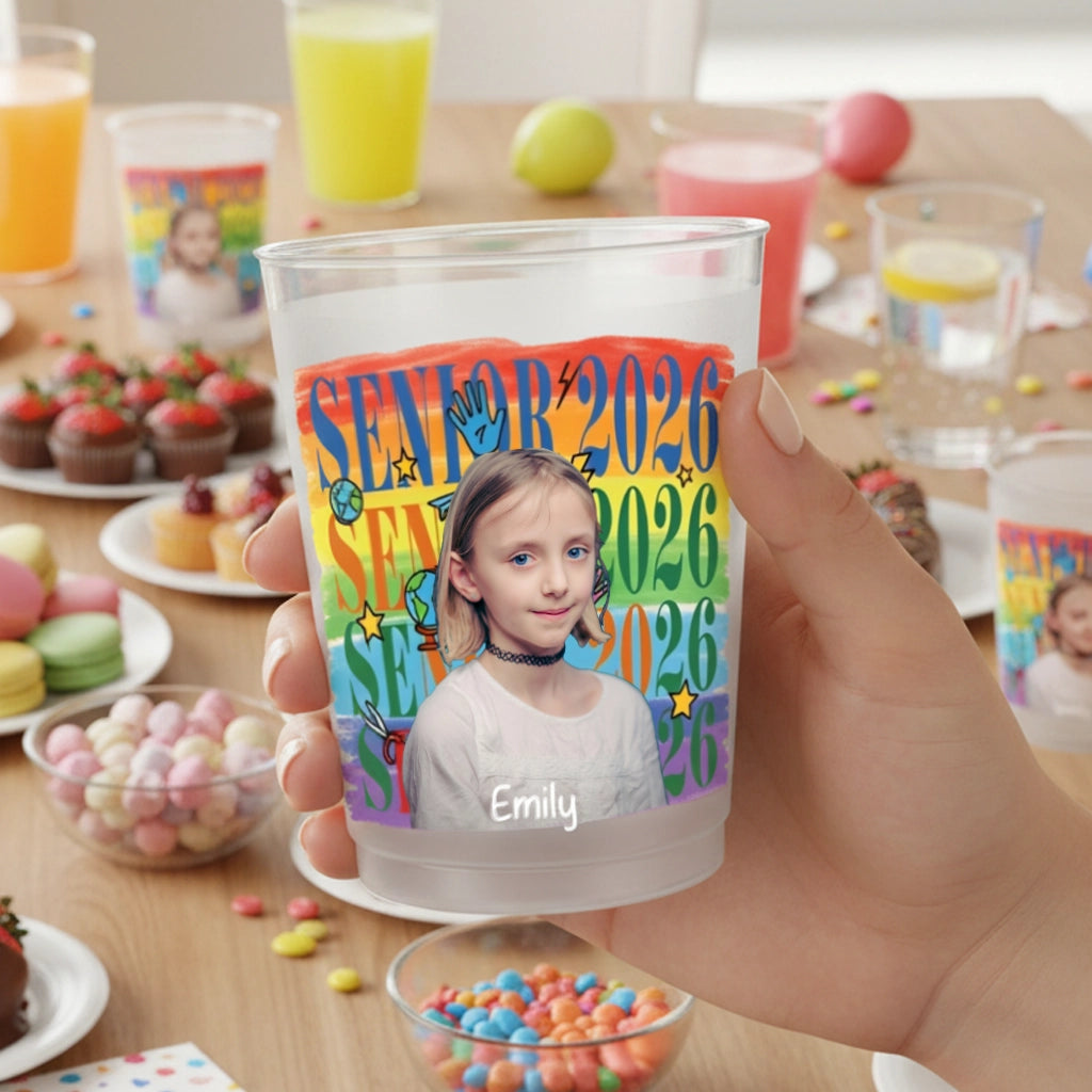 Personalized Graduation Photo Cup, Custom Frosted Party Cups for Grad Parties, Open House, BBQ & Family Celebrations
