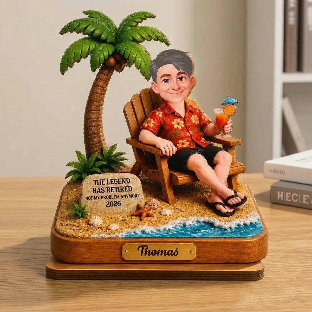 2-Layer Wooden Plaque with Tropical Retirement Humor, Creative Gift for Coworker, Dad or Husband