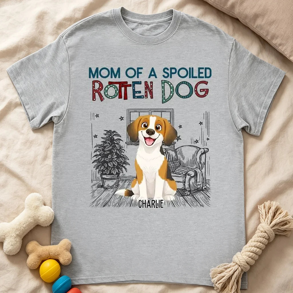 Spoiled Rotten Dog Classic Tee, Storybook Sitting Pup Shirt for Dog Moms, Creative Gift for Everyday Wear