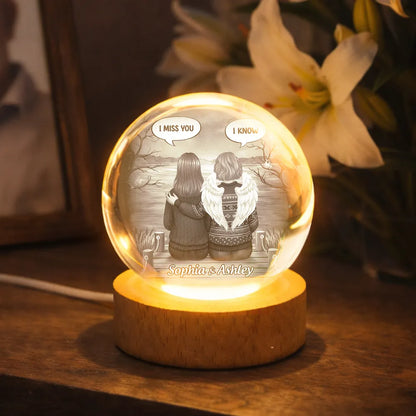 Personalized Globe Lamp with I Miss You I Know Back View Scene, Unique Memorial Sympathy Gift for Family