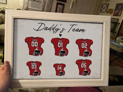 Daddy's Dream Team American Football Personalized Poster or Canvas, Perfect Father's Day Gift for Dad, Grandpa, Husband