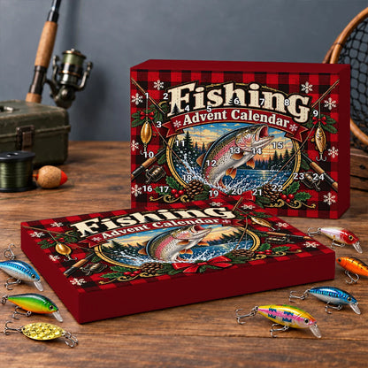 Fishing Advent Calendar, Personalized Vintage Leaping Trout Lake Art, Nostalgic Creative Gift for Anglers