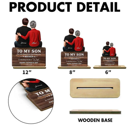 Custom Wooden Plaque for Son, Mom Resting Hand Artwork, Creative Heartfelt Gift from Mother